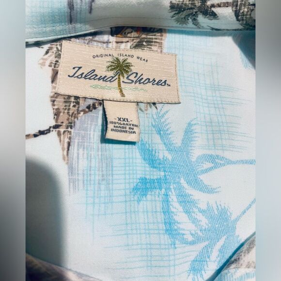 Island Shores Hawaiian shirt tropical Sport surfing palms Resort Beach men’s XXL - Picture 5 of 5